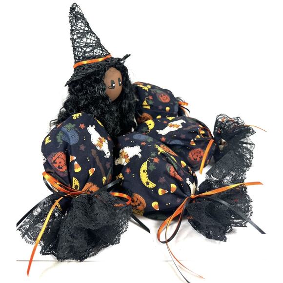 Handmade Wooden Sitting Shelf Doll Cute Witch Halloween - Picture 4 of 5